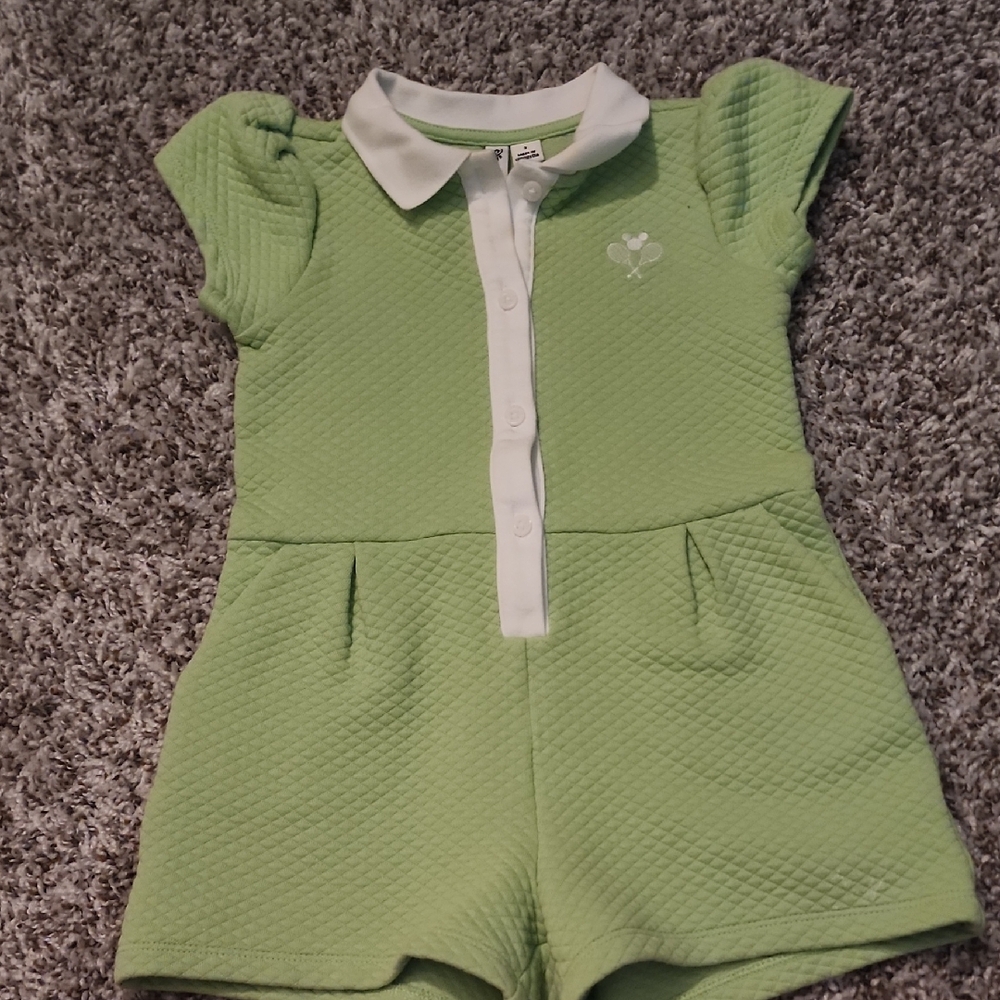 Disney x Janie And Jack Light Green Romper, Size 3T, Preowned But VGUC